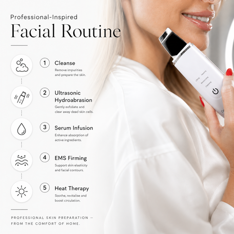 DermaGene® Deep Peel Peeling Facial la Domiciliu 4în1 cu Hidroabraziune, EMS, Ionoforeză și Terapie Termică
