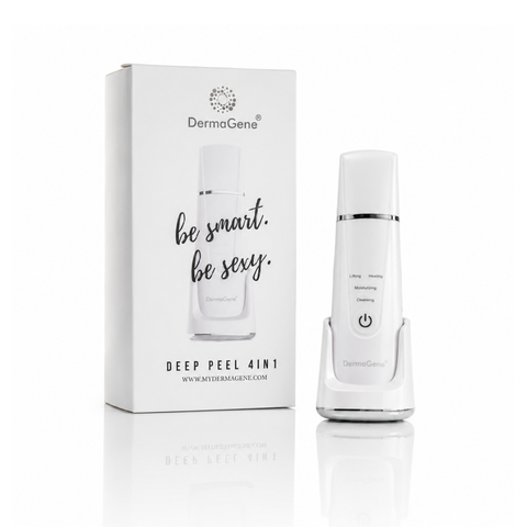 DermaGene® Deep Peel Peeling Facial la Domiciliu 4în1 cu Hidroabraziune, EMS, Ionoforeză și Terapie Termică