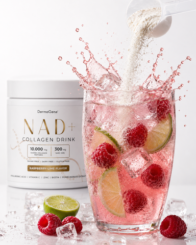 DermaGene® REBORN NAD+ Collagen Longevity Beauty Drink with NR, Marine Collagen Peptides, Hyaluronic Acid & Vitamin C