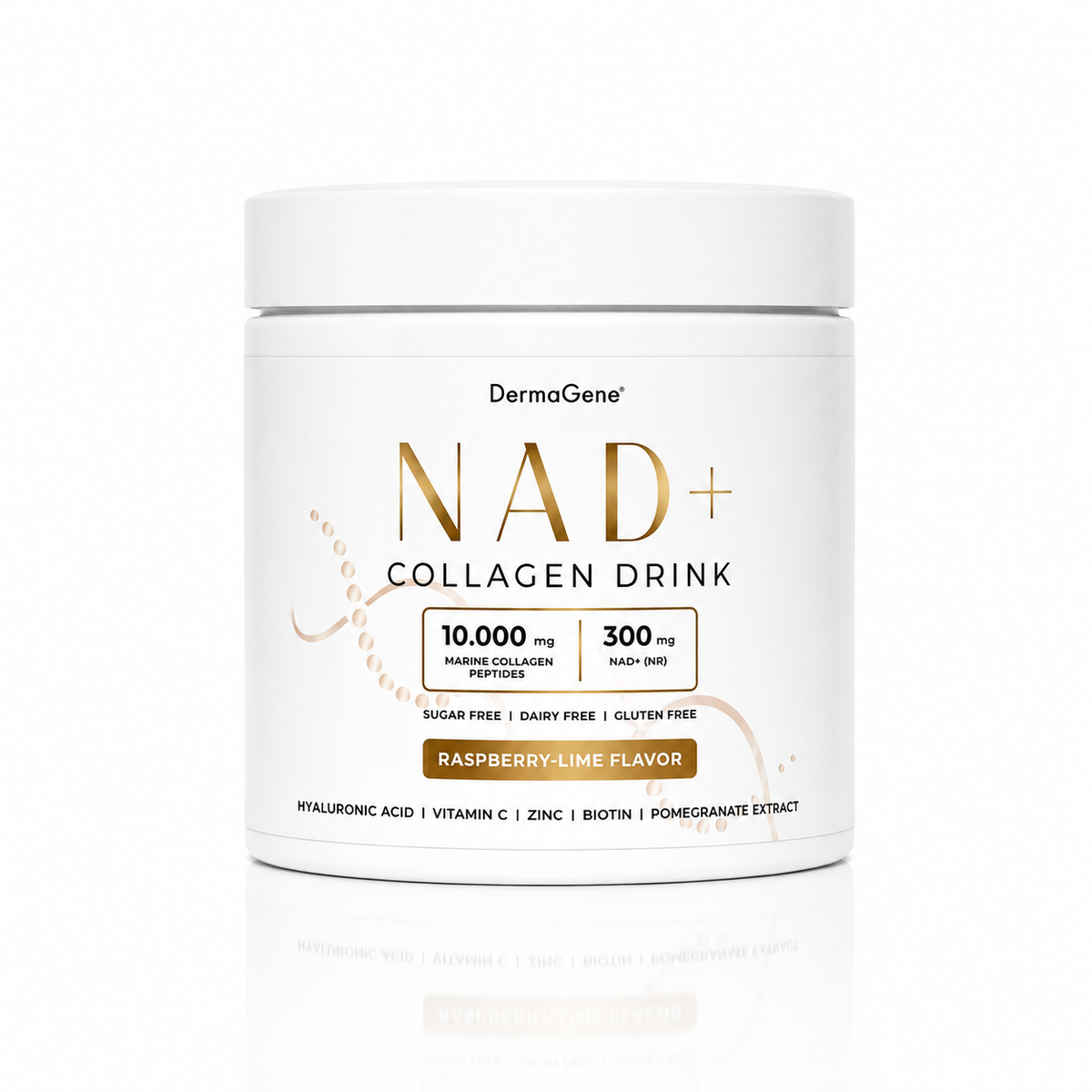 DermaGene® REBORN NAD+ Collagen Longevity Beauty Drink with NR, Marine Collagen Peptides, Hyaluronic Acid & Vitamin C