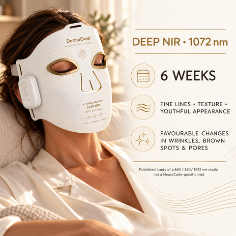 Published six-week study of a 633, 830 and 1072 nm LED mask showing favourable changes in visible skin parameters
